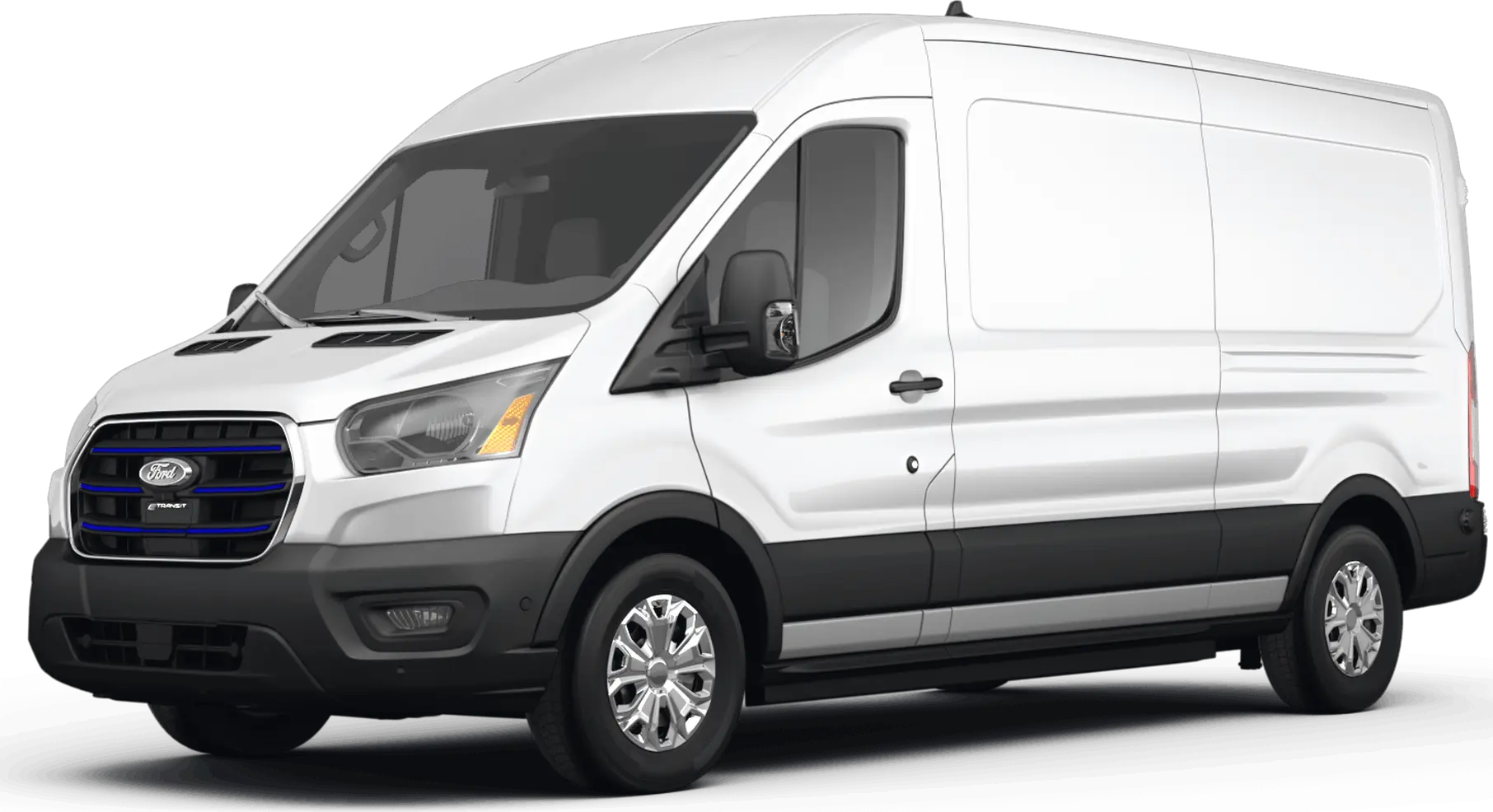 White Ford E-Transit cargo van for local transport and light hauling in Vancouver WA